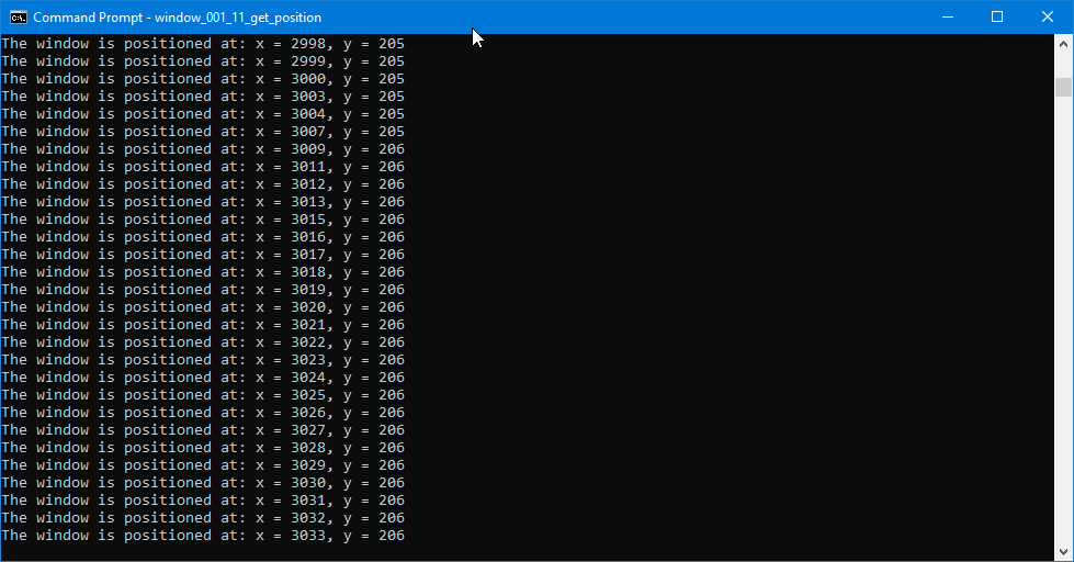 Current example terminal output